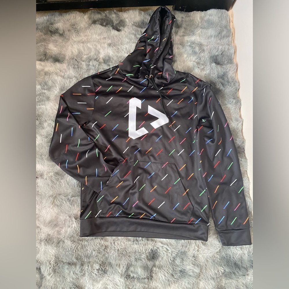 Black Hoodie with Colorful Pattern